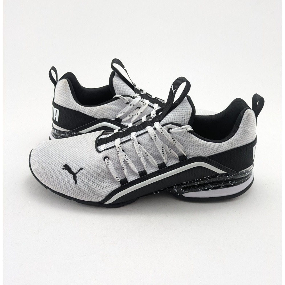 Mens Puma AXELION CYBER CITY White Black Comfort Running Shoes 310321-01 Size 13